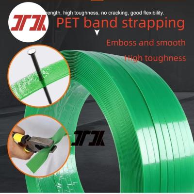 China Green Color Embossed 20Kg Width Polyester PET Strapping 1200 Length Break Strength for sale