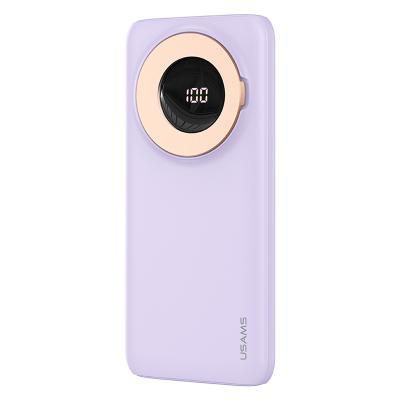 China 10000mah Purple Fast Portable Power Bank New Arrival Support USAMS Color Fast Charging Wireless Charger Powerbank for sale