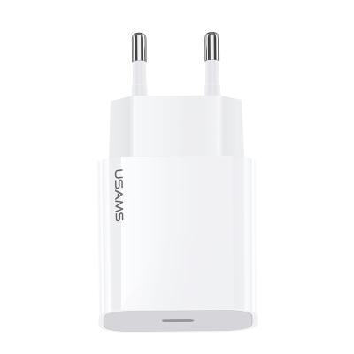 China 20W High Power USAMS Trending EU Products 2021 Mini Single Left Travel Palladium 20W Fast Wall Charger For Iphone 12 for sale