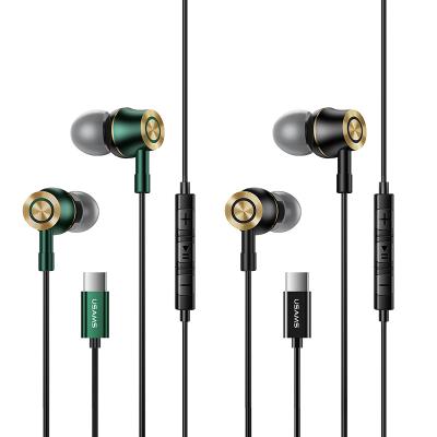 China In-ear USAMS Handsfree Earphone Universal Mobile Mobile earbuds type-c in-ear wired headphone with MIC for sale