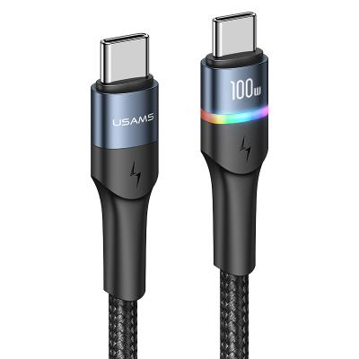 China Type-C 100W Fantastic 5A Current Fast Charging Colorful Light Cable USAMS New USB Fast Charging Cable Palladium Data Cable for sale