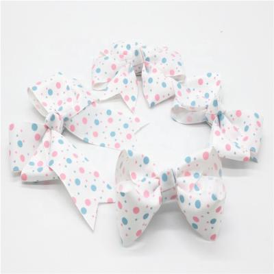 China Factory Wholesale Price Hand Made Custom Dots Grosgrain Hair Bows Custom Made With Clips for sale