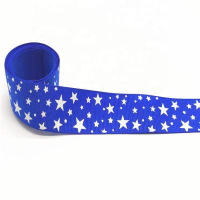 China Tops Tenacity 2019 Wholesale Cheap Gift Decoration Customized Star Pattern Printed Polyester Satin / Grosgrain Ribbon for sale