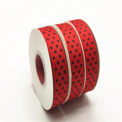 China 2019 Viable Large Current Cheap Grosgrain Dot Patterns Ribbon Printed 25Yard Rolls Packing Wholesale Grain Ribbon for sale