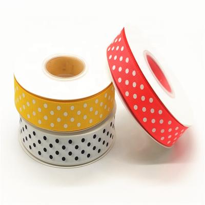 China 2019 High Tenacity Xiamen Quality Factory Sell 1Setup 3pcs Packed In 7/8 Inch Stock Grosgrain Ribbon Printed Dots Ribbon for sale