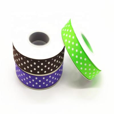 China 2019 Printed High Tenacity Ribbon Stock Ribbon In 3rolls Set 25Yard 22mm Grosgrain Dots Wrapping Ribbon for sale