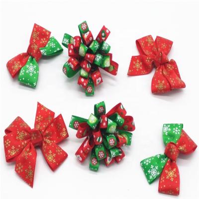 China Wholesale Personalized Festival Hair Decoration Christmas Grosgrain Hair Bows With Clips For Festival Decoration for sale