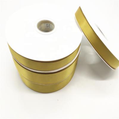 China Viable Hot Sale Fast Delivery High Quality Polyester Single Face Satin Ribbon In Gold Color for sale