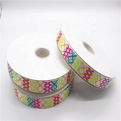 China High tenacity Xiamen factory supplier design stocked polyester printing 6 color logo screen ink printed satin ribbon for sale