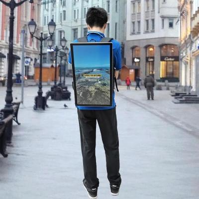 China 23.8 Inch Backpack High Brightness Advertising LCD WIFI Network Android Display for sale