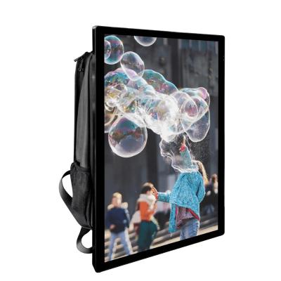 China High Brightness 27 Inch Human Backpack Battery Powered LCD Monitor WIFI Network for sale