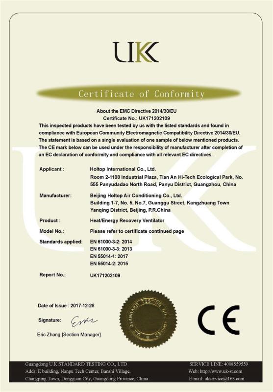 CE - Beijing Holtop Artificial Environment Technology Co., Ltd.