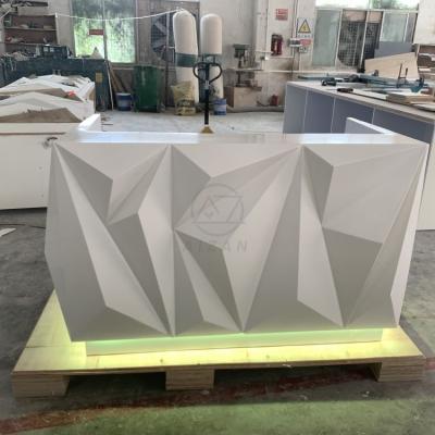 China Customized Modern Reception Diamond Shaped White Spa Hotel Reception for sale