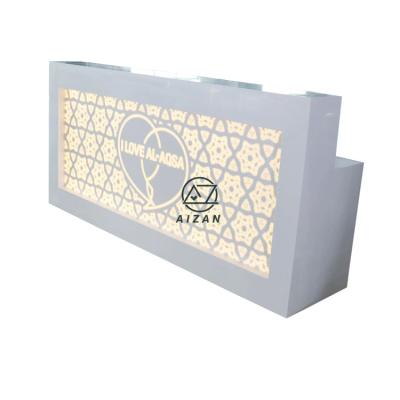 China Solid Outdoor Pattern Reception Counter Extendable Translucent Led Modern Reception for sale