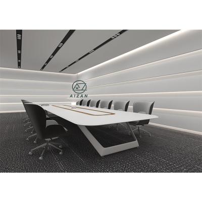 China Customized Extendable Solid Surface Meeting Table 14 People Conference Desk for sale