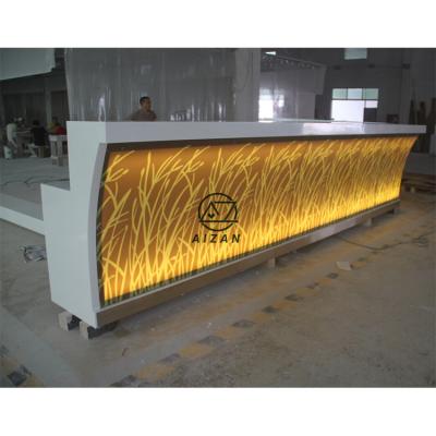 China Modern Creative Furniture Artificial Stone L Shape Bar Counter Coffee Shop Design RGB LED Bar Counter for sale