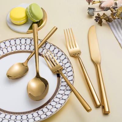 China Sustainable Wholesale Gold Plated Stainless Steel Cutlery Including Knife Fork And Spoon For Wedding for sale