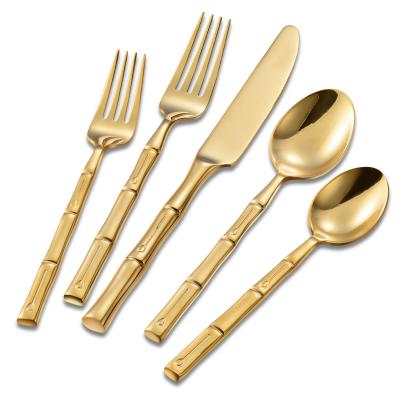 China Sustainable Wholesale High Quality Gold Silverware Set Stainless Steel Dinnerware For Wedding for sale