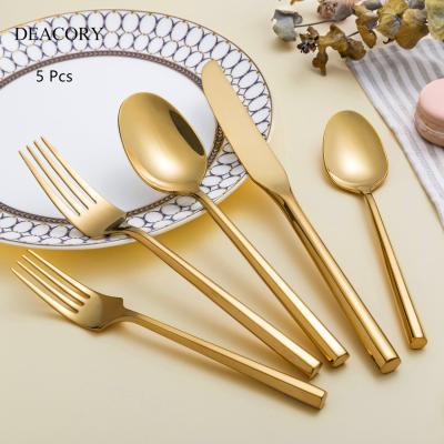 China Wholesale Hand Forged Stainless Steel Gold Wedding Flatware Set for sale