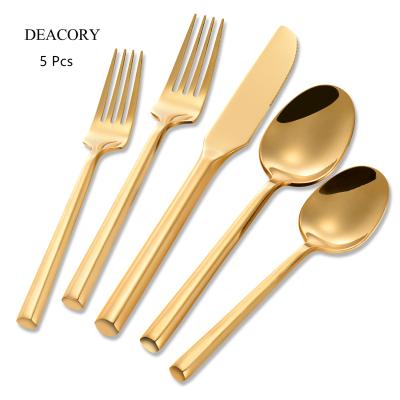 China DEACORY Wholesale Unique Designed Wedding Stainless Steel Flatware Gold Cutlery Set Sustainable for sale