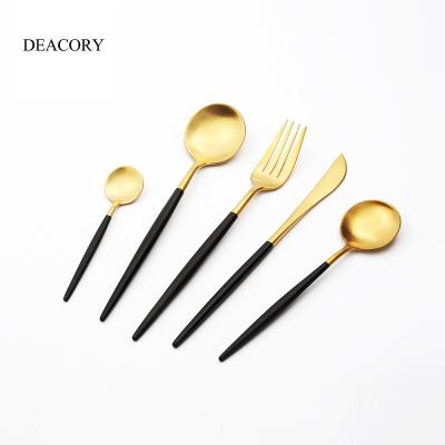 China Sustainable Wholesale 18/10 Stainless Steel Wedding Black And Gold Flatware for sale