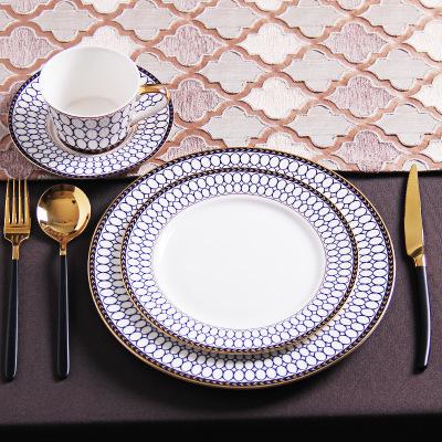 China Hot Selling Gold Rim Sustainable Modern Round Bone China Tableware Ceramic Charger Dish For Wedding for sale