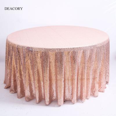 China DEACORY Wholesale Waterproof Round Petal Sequin Table Cloth Fabric Embroidery Tablecloth For Wedding for sale