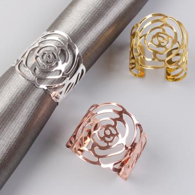 China Wholesale high quality gold DEACORY tableware kirsite metal hotel restaurant dinner stocked silver napkin ring decoration for wedding for sale