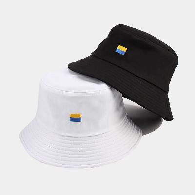 China Sun Protect 2022 New Coming Wholesale Cotton Twill Ukraine Bucket Hat Current 2 Colors With Flag Embroidery for sale