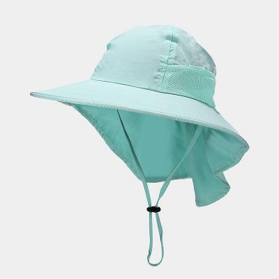 China 2022 New Next Available Wholesale 6 Colors Kids Baby Sun Hat Beach Cap COMMON With Neck Cover Bucket Hat With Neck Flap for sale