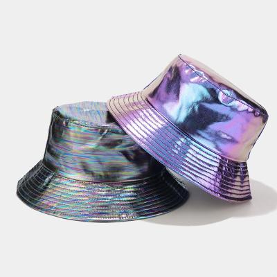 China Sun Protect 2022 New Next 8 Colors One Side Wear Hip Hop Plain PU Bucket Hat Available Wholesale for sale