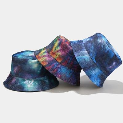 China Sun Protect New Coming 2022 5 Colors Available Wholesale Denim Tie Dye Hat Bucket for sale