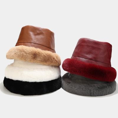 China COMMON 2021 New Coming 5 Colors Store Wholesale Leather Hat Women With Fur Brim for sale