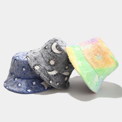 China New coming picture 2021 4 colors available wholesale puffy hat star and moon logo bucket for sale