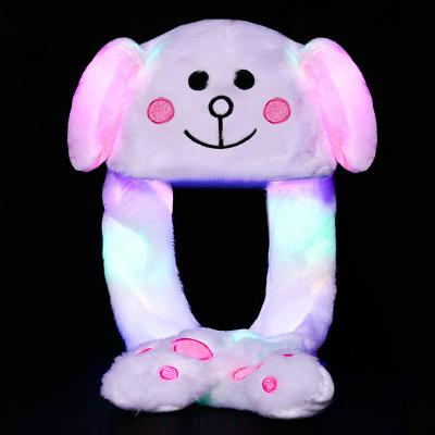 China JOINT Bunny Hat Moving Ears Movable Lovely Plush Soft Rabbit Glowing Animated Hat for sale