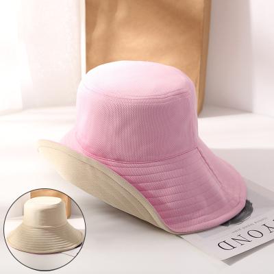 China New Coming Picture 2021 6 Colors Reversible M And L Available Size UV+50 Protect Foldable Bucket Hats For Women Spring Summer for sale