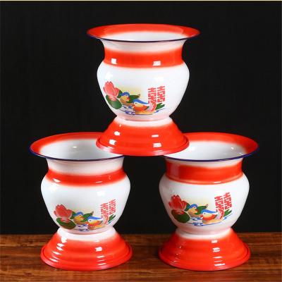 China Fashional Retro New Fashion Ornament Fruit Bowl Enamel Tableware Party Decoration Supplies for sale