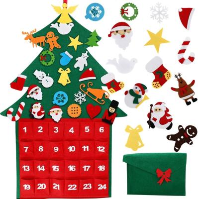 China Chirstmas Decor DIY Christmas Advent Countdown Wall Mount Tabletop Artificial Felt Christmas Trees for sale