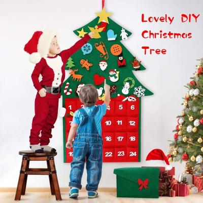 China Toy Advent Countdown Wall Mount Tabletop Color Felt Artificial Christmas Trees Mini DIY Chirstmas Xmas Decor Wholesale for sale