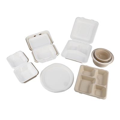 China Bio-degradable High Quality Custom Disposable Paper Food Plates Biodegradable Bagasse Catering Box Paper Plates Paper Bowls for sale