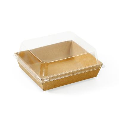 China Recyclable Free sample high-end custom disposable food packaging box transparent window packaging carton kraft paper lunch box for sale