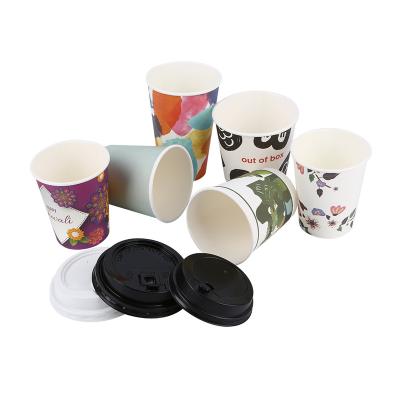 China Bio-degradable Custom Color Branded Environmental Friendly Disposable Double Layer Paper Cup Biodegradable Coffee Cup With Lid Paper Cup for sale