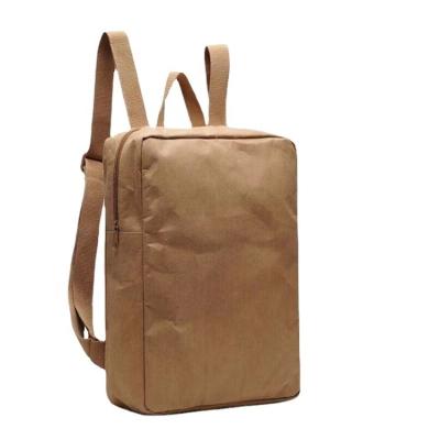 China Brown Single Casual School Kraft Paper Zipper Bag Waterproof Wholesale Customized Daily Backpack for sale