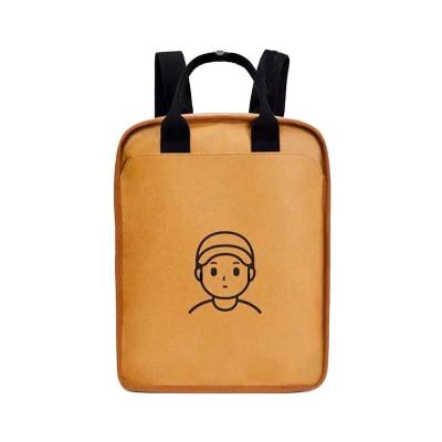 China Wholesale Customized Waterproof Brown Kraft Paper Washable Zipper Backpack Eco Friendly Printed Bags With Logo for sale