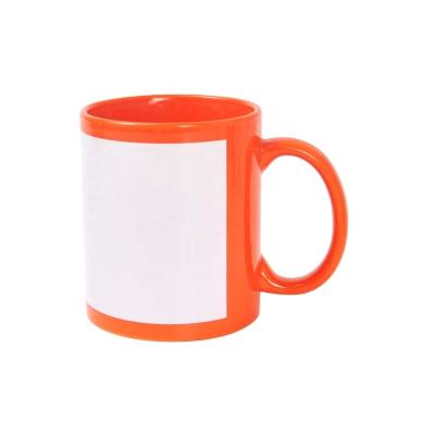 China Stored 11OZ Quality Heat Transfer Glazed Premium Coffee Mug Photo Mugs DIY Sublimation Orange Mug Factory for sale