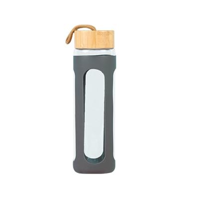 China PORTABLE Water Bottle Cup Foreign Trade Kettle Large Capacity Silicone Cover Outdoor Sports Bamboo Glass Cup for sale