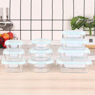 China Custom Logo Fridge Storage Freshness Preservation Box High Borosilicate Glass Divider Fruit Lunch Box Heat-Resistant Cool-Keeping Lunch Box for sale