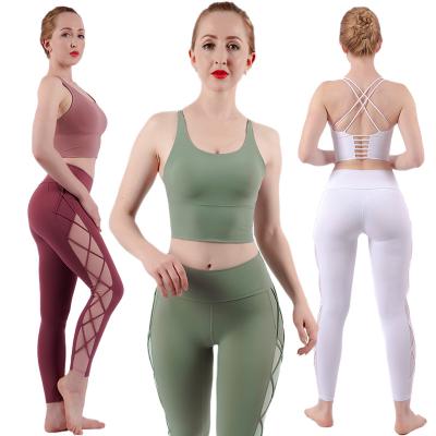 China 2021 Women's Breathable Custom Size Fitness Seamless Sports Workout Clothing Top 2 Piece Yoga Set Suit for sale