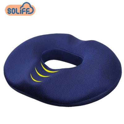 China Massage custom design mesh velvet fabric round tailbone treatment hemorrhoid donut seat pillow orthopedic memory foam cushion for sale