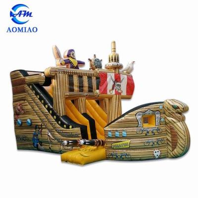 China Customized Attractive PVC Pirate Ship Theme Inflatable Water Slide For Kids for sale